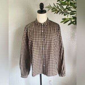 Everlane Brown Checkered Button Down Shirt